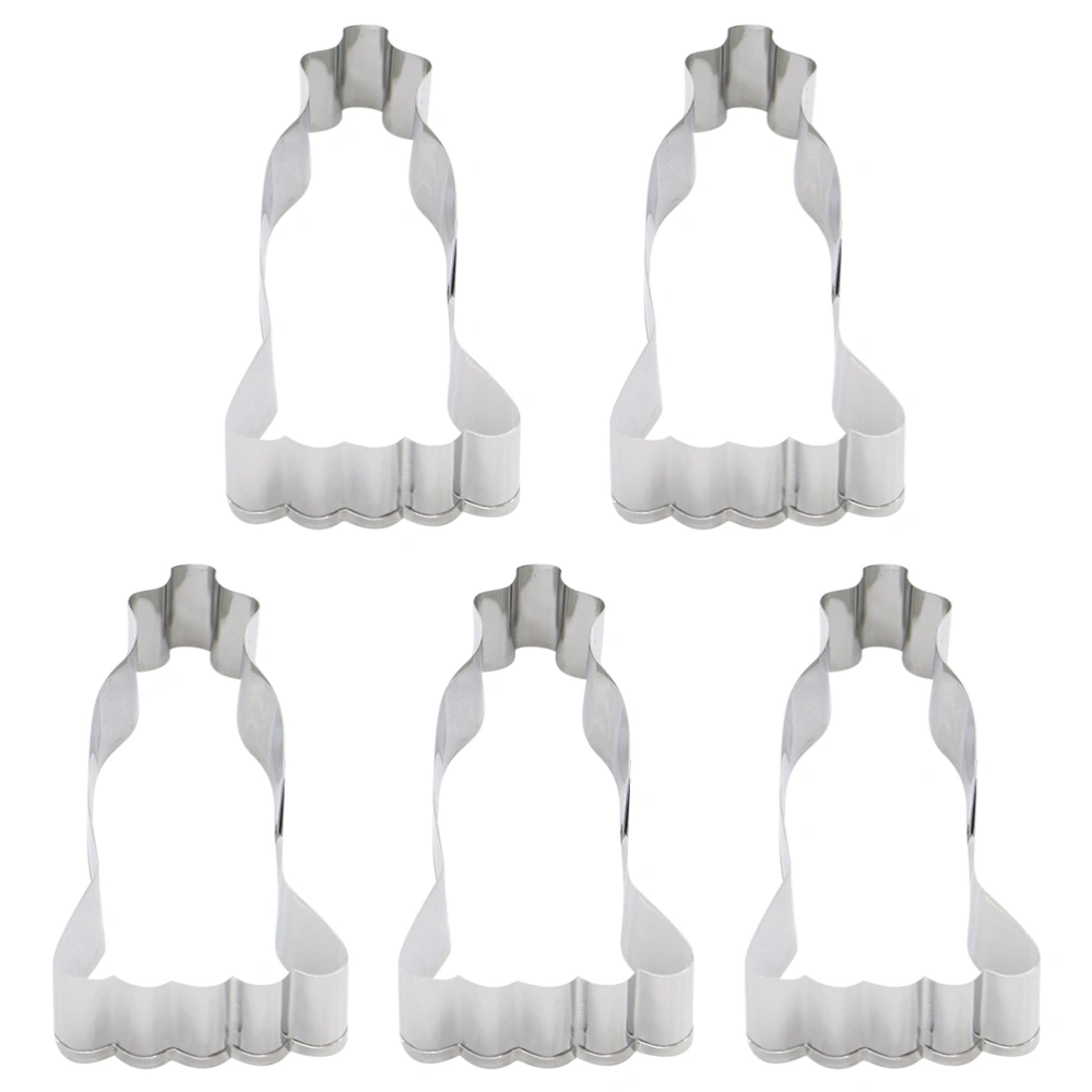 5Pcs Evening Dress Shaped Cookies Mold Stainless Steel Baking Molds Baking Supplies Silver