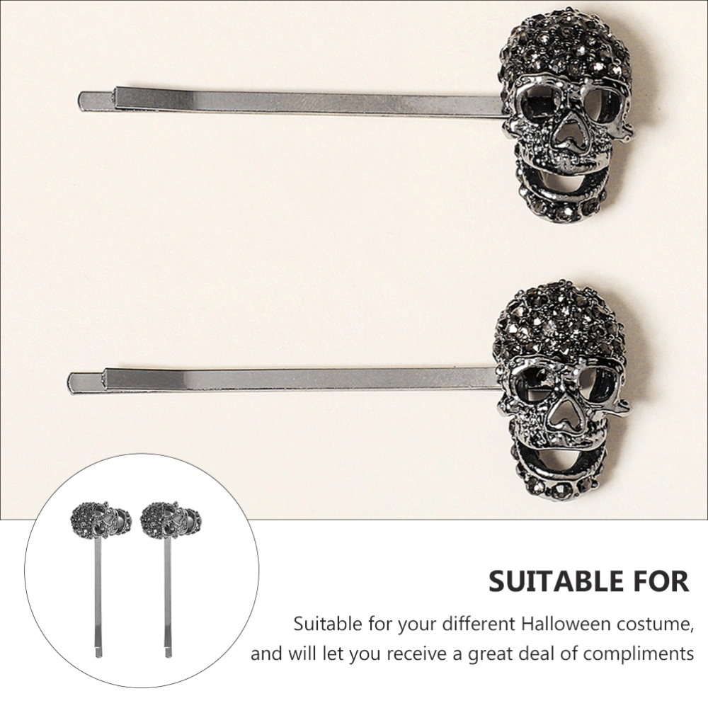 2Pcs Rhinestone Skeleton Hair Clip Halloween Skull Hair Clips Hairpin Hair Decor