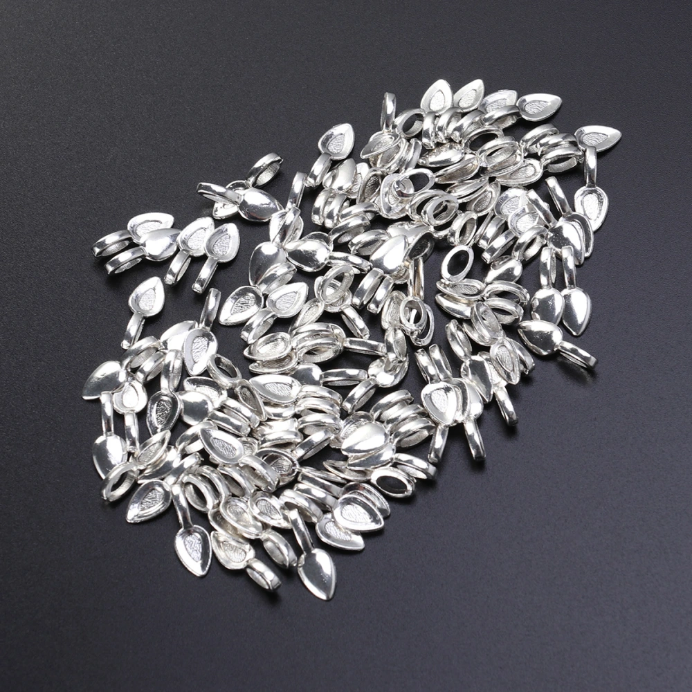 100pcs Alloy Pendants Charms Shovel Shape Tibetan Style Glue-on Flat Pad Bails Pendant Jewellery Findings for Women (Silver)