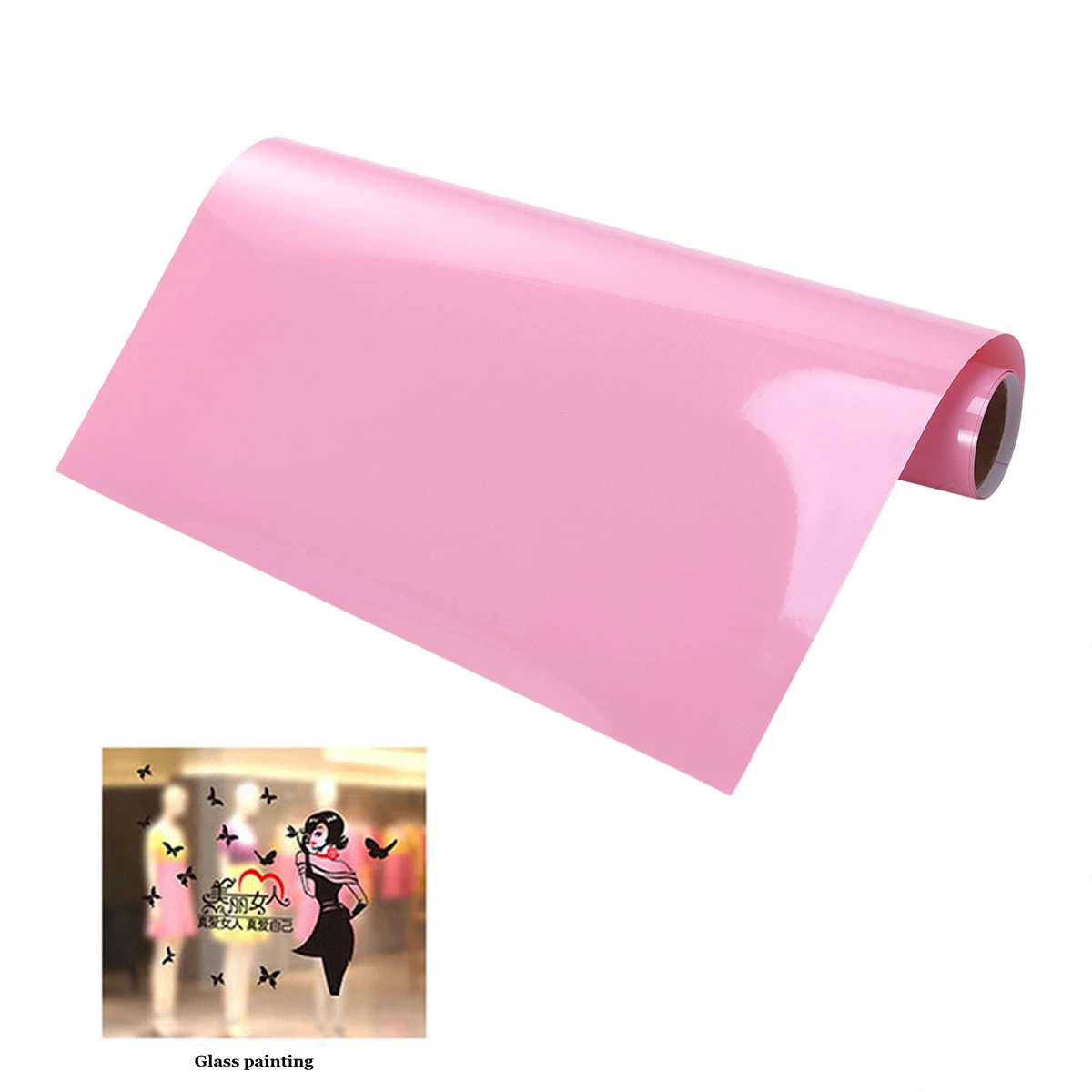 PU Heat Transfer Vinyl Roll Gloss HTV Vinyl Film for T-Shirts Sports Clothing Other Garments and Fabrics (Light Pink)