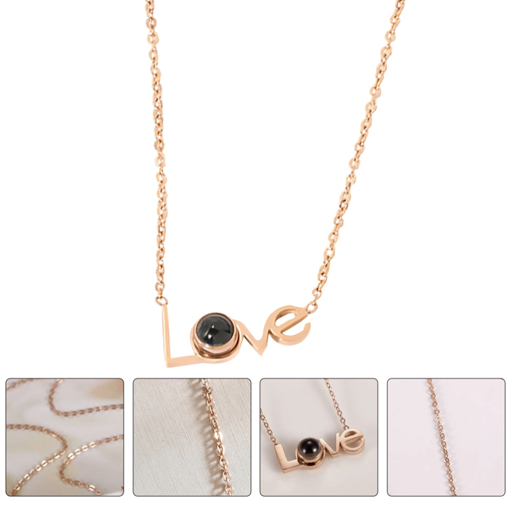 1pc Stylish Couple's Necklace Love Necklace Valentine's Day Gift (Rose Gold)