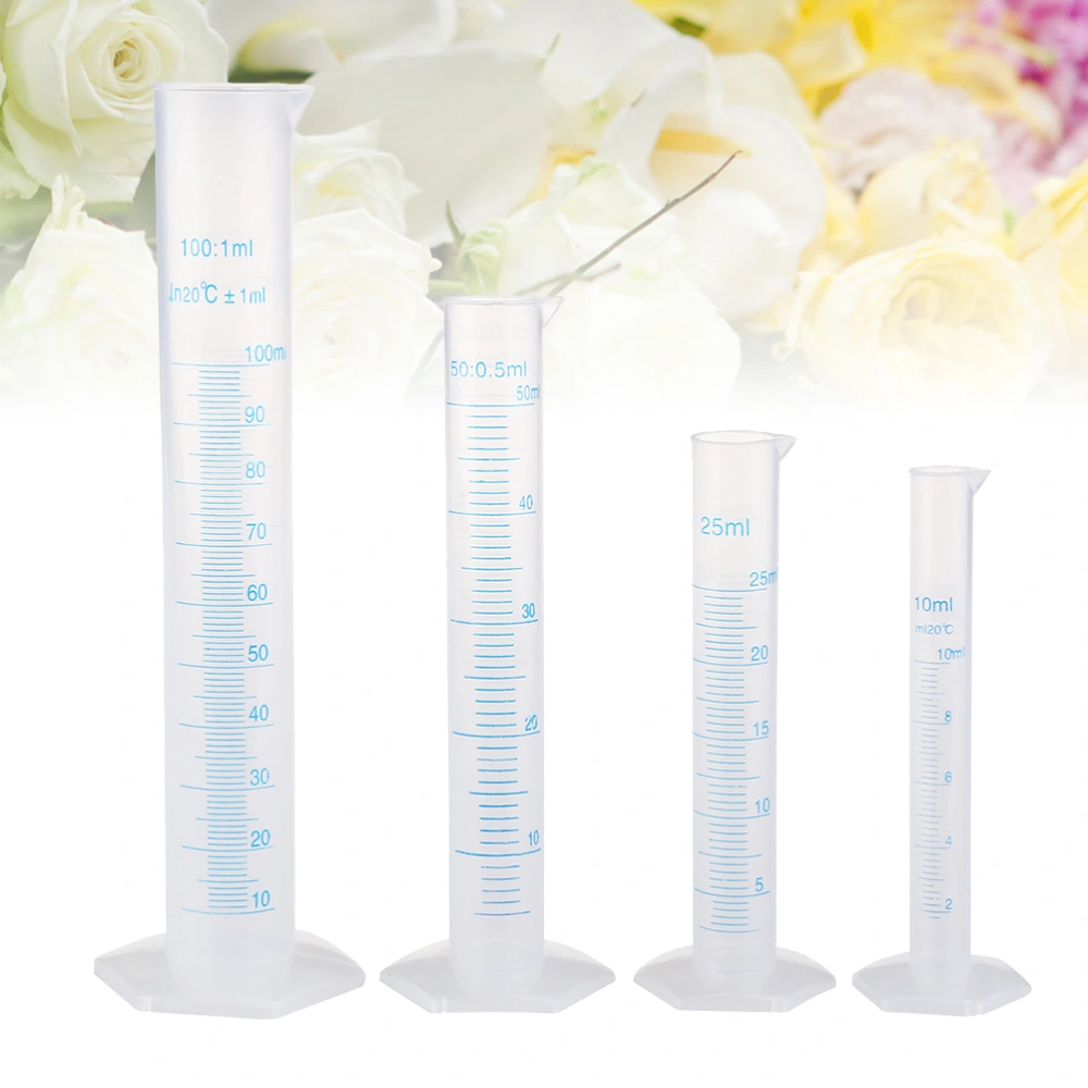 8PCS Transparent Measuring Cylinder Plastic Graduated Cylinder Hexagonal Base