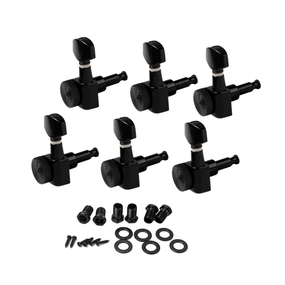 6PCS/Set Black Locked String Tuning Pegs key Tuners Machine Heads For Acoustic Electric Guitar Lock(Black)