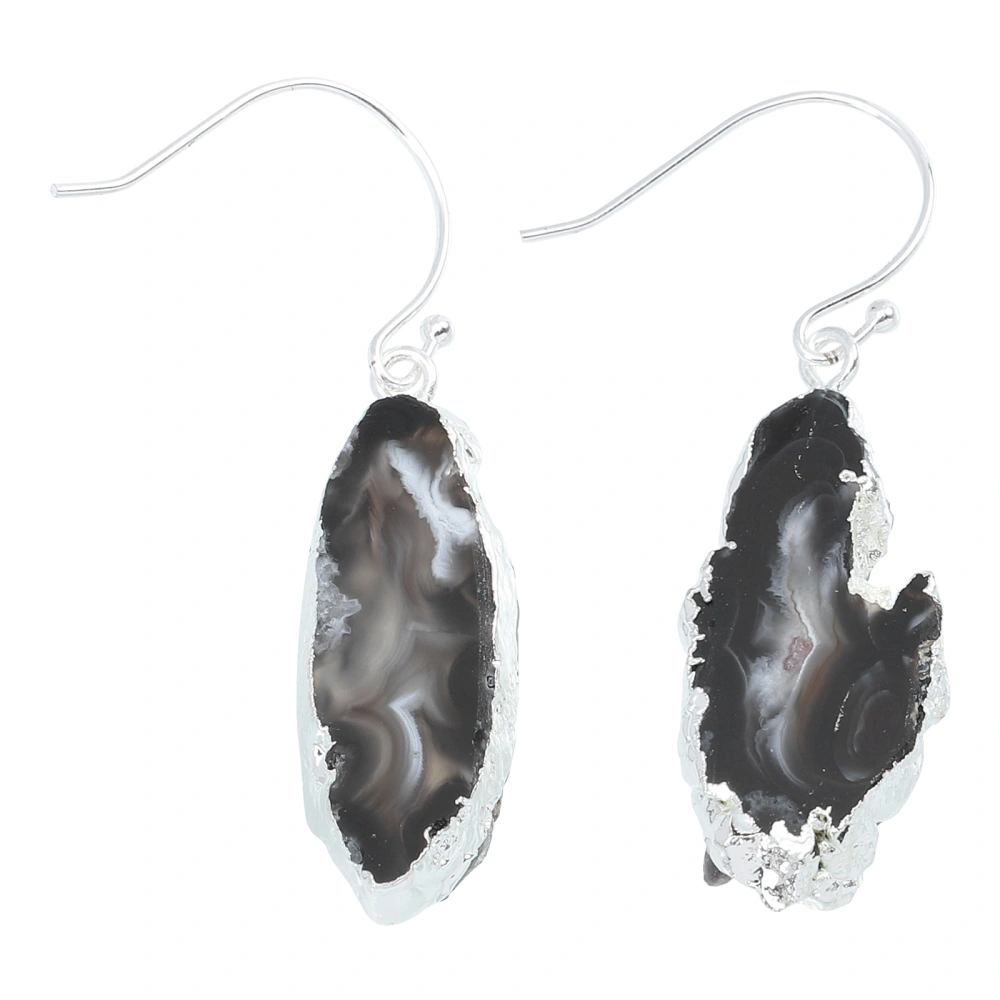 1 Pair Natural Agate Earrings Simple Girl Dangler Decorative Ear Jewelry (Random Style)