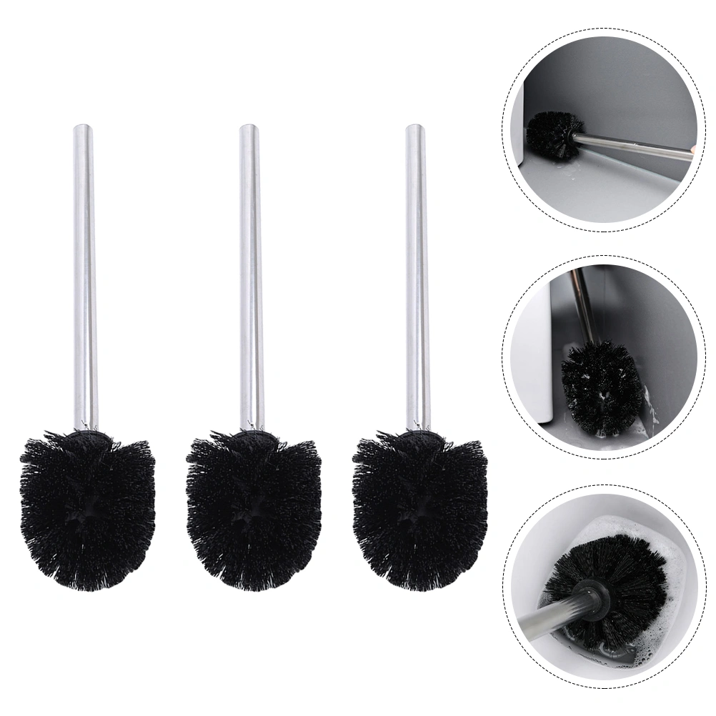3pcs Plastic Toilet Brush Heads Replacement Brush Heads for Home (Black)