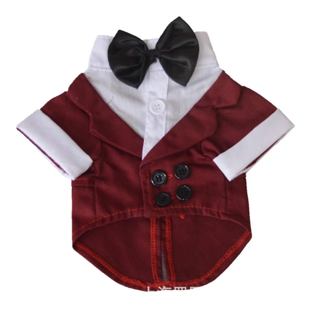 British Style Pet Dog Wedding Tuxedo Clothes Suit with Bow Tie Gentleman Garment Formal Party Dog Coat Cothes Costume (Red Brown) - Size XS