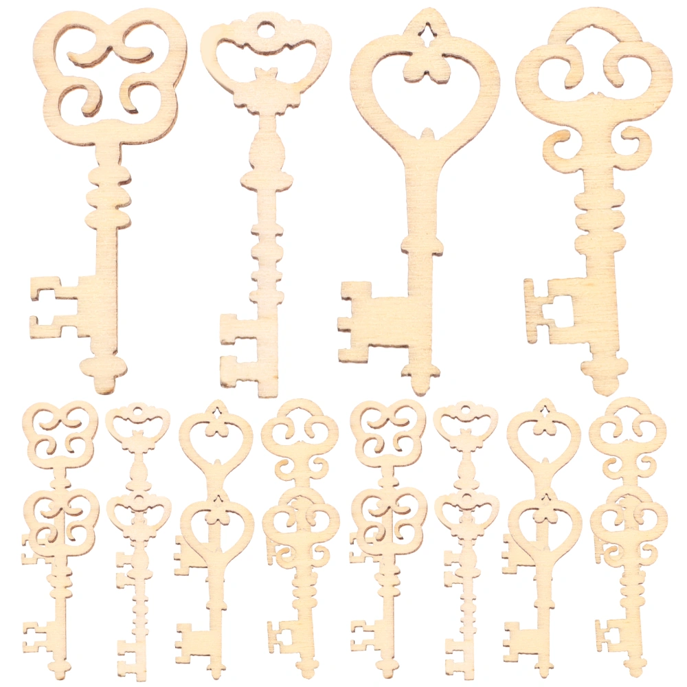 20 Pcs Handmade Wooden Keys Natural Wood Scrapbooking Art Craft Embellishment Home Decoration Accessories