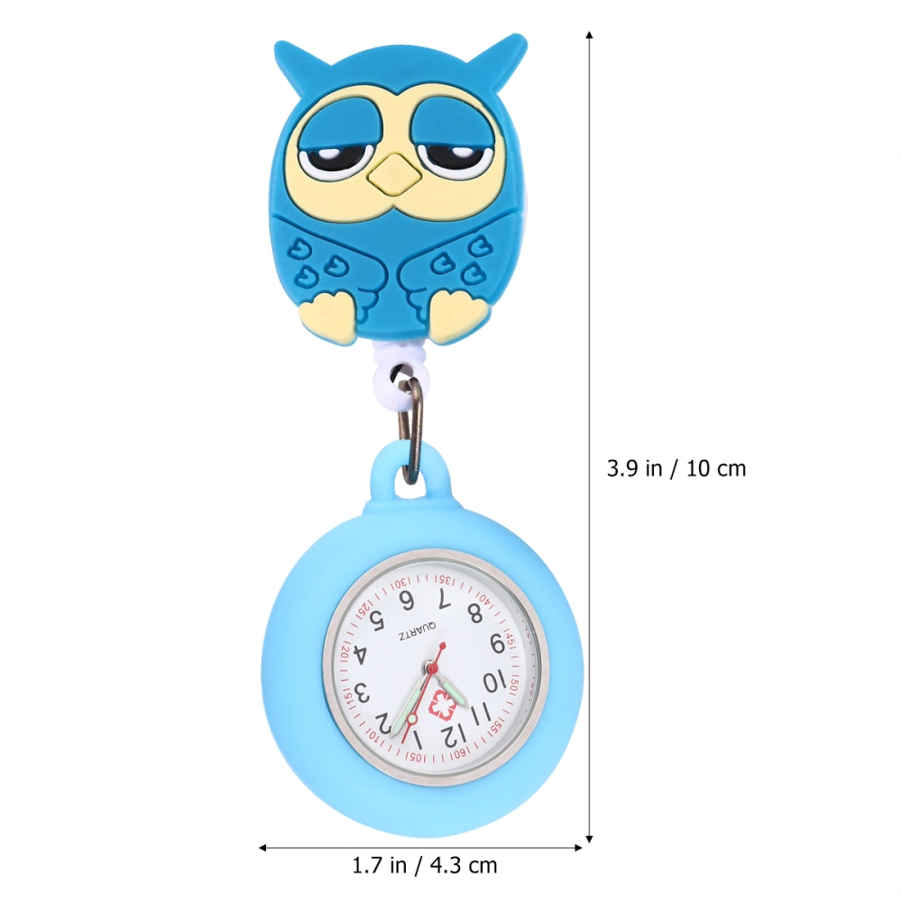 Sky Blue Silicone Nurse Watch Owl Design Pocket Watch Stretchable Pocket Watch Hanging Watch