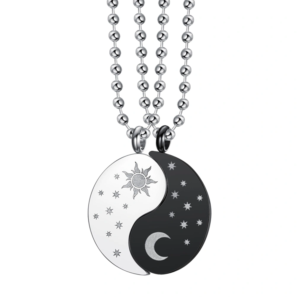 1 Pair Personality Sun Moon Necklace Couple Friends Stitching Pendant Neck Decor