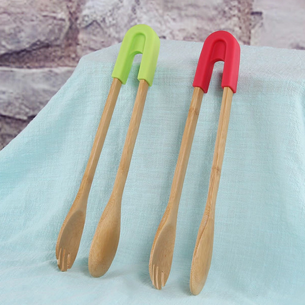 4pcs Wooden Food Clip Multi-function Anti-scald Bread Tongs Kitchen Supplies