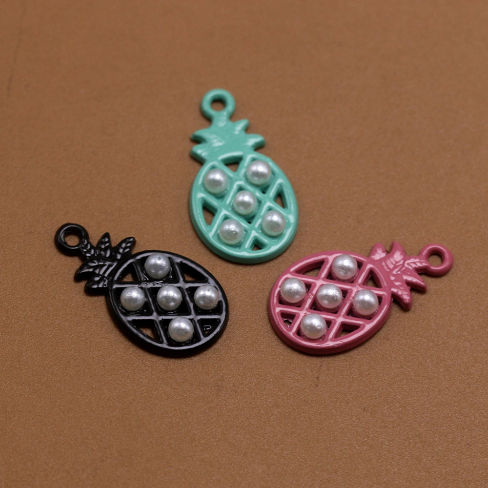 20pcs Alloy Hollow Oil Dropping Design Pendants with Pineapple Shape Clothing Ornaments(Black)