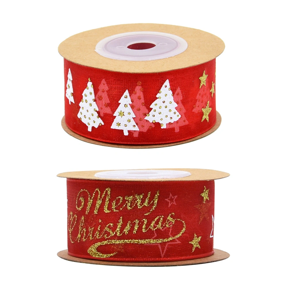 2 Rolls Gift Wrapping Christmas Elements Ribbons Hot Stamping Ribbons (Red)