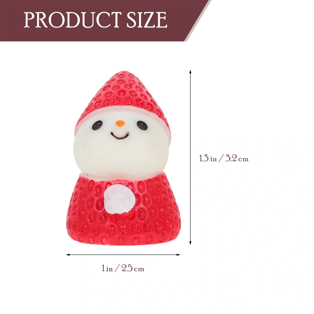 4pcs Miniature Strawberry Snowman Figurines Micro Landscaping Adornments (Red)