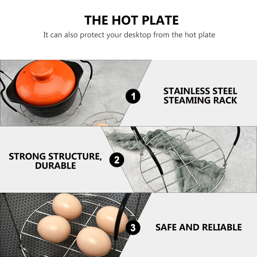 1pc Stainless Steel Steaming Rack with Silicone Handle Suitable for Pressure Cooker Iron Pot