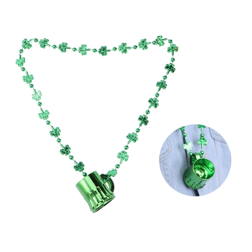 4pcs Saint Patrick Day Clover Necklace Creative Beuatiful Necklace for Party Festival Club (Green)