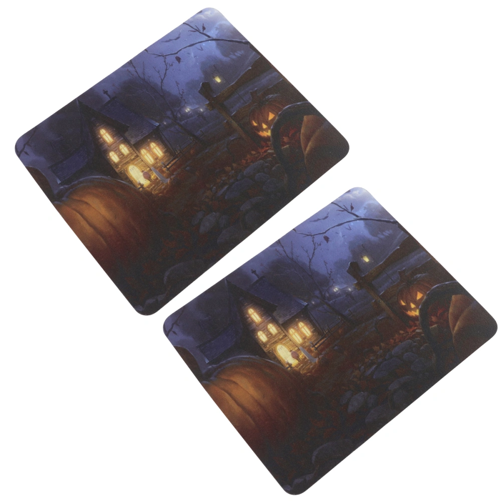 2PCS Anti-slip Mouse Pad Halloween Pumpkin Pattern Mouse Mat Desk Accessories