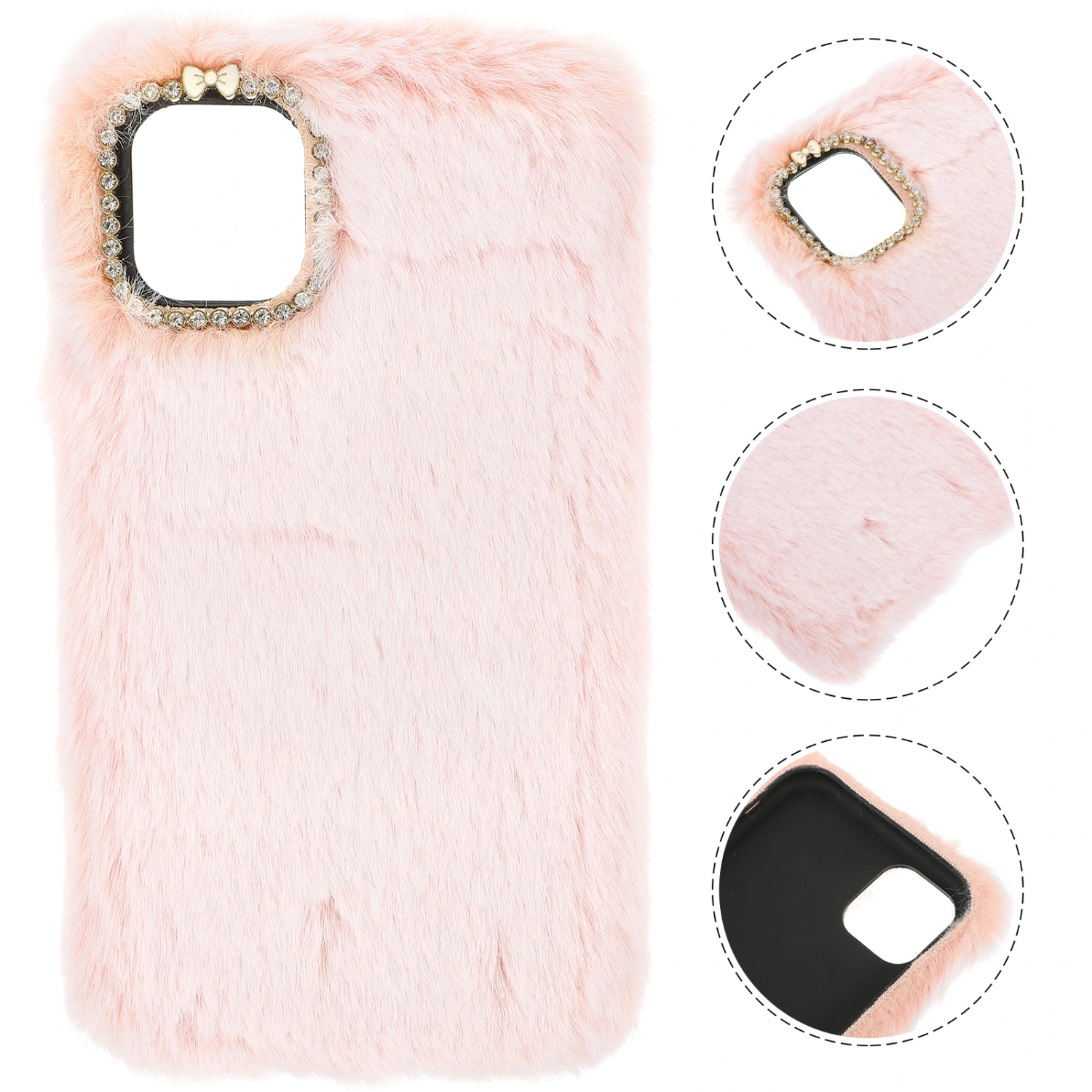 Lovely Plush Phone Case Super Plush Phone Cover Shockproof Phone Shell Compatible for iPhone 11(Pink)