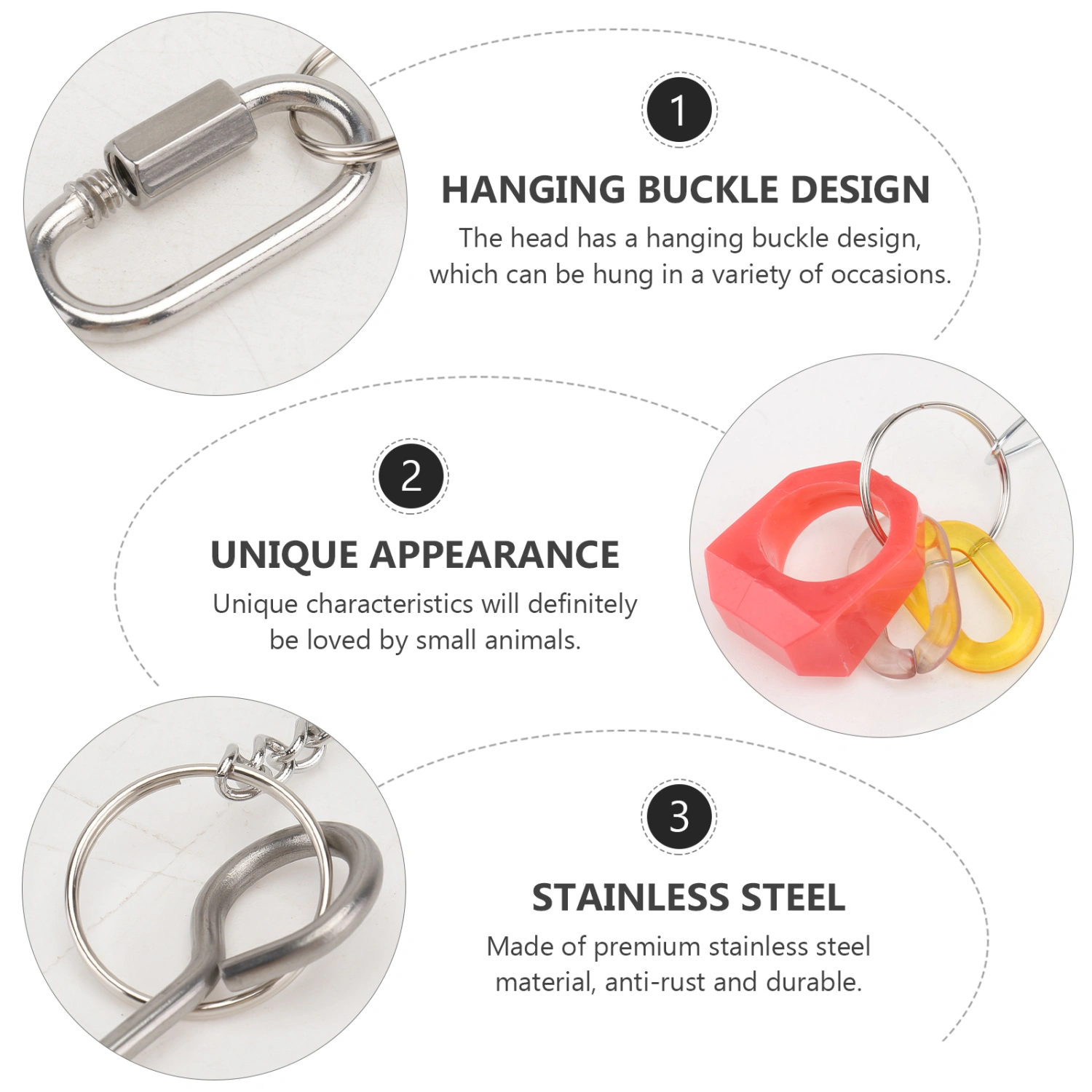 1Set Chick Mirror Feeding Device Stainless Steel Fruit Fork Hanging MirrorSilver