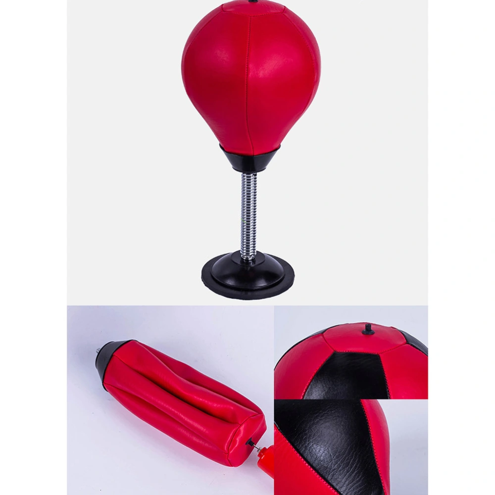 1pc Desktop Punching Bag Small Suction Cup Boxing Ball Stress Relief Mini Ball for Home or Office (Red Boxing Ball + Red Inflator)