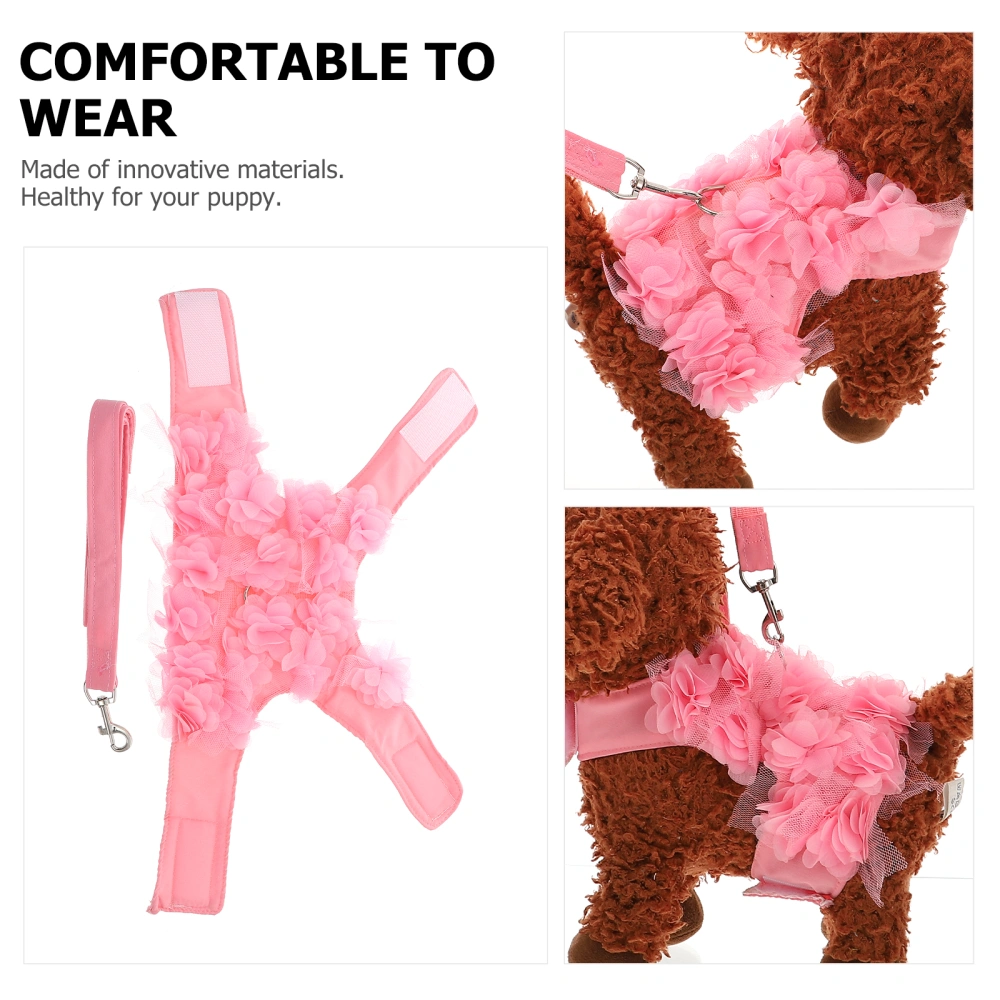 1PC Stereo Flower Traction Rope Dog Cat Pet Breath in Spring Summer Traction Chest Rope Size M