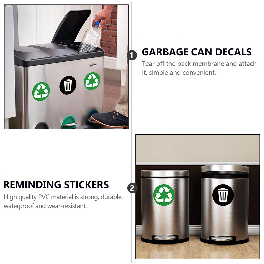 1 Set of 6 Sheets PVC Garbage Sorting Stickers Adhesive Trash Bin Sticker