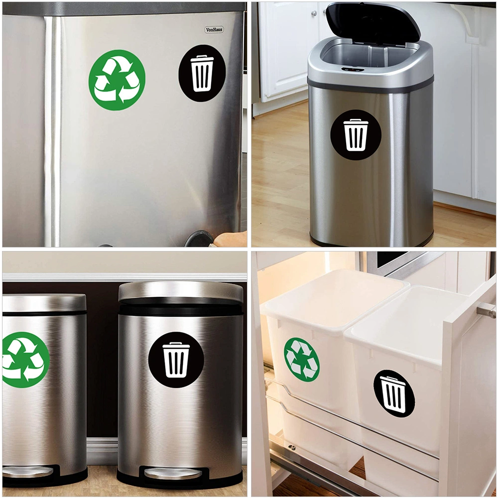 1 Set of 6 Sheets PVC Garbage Sorting Stickers Adhesive Trash Bin Sticker