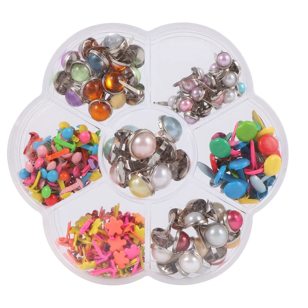 1 Box of 6-12mm Mixed Metal Mini Colorful Brads Mushroom Nails Children Handmade Nail Material DIY Craft (Box 2)