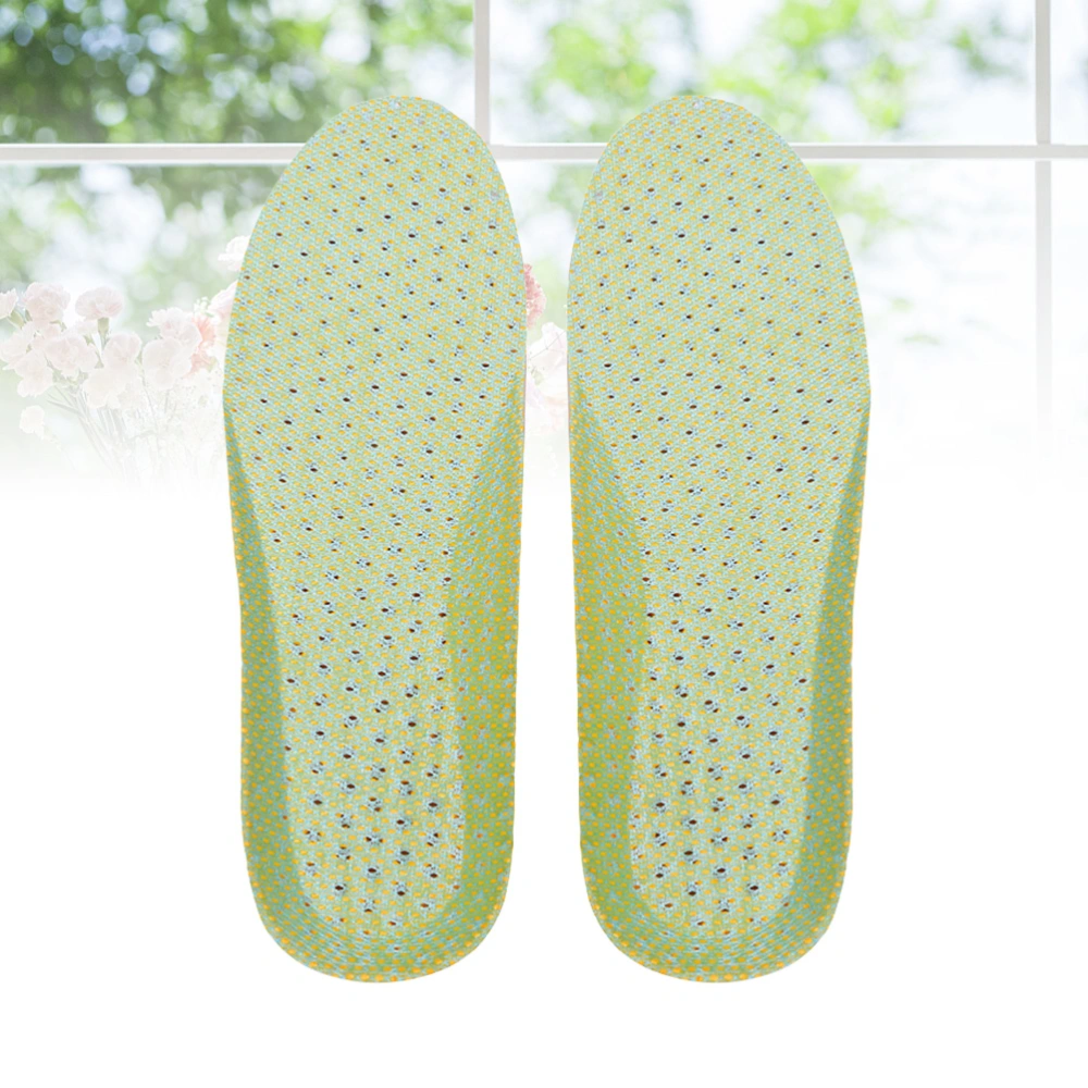 1 Pair Absorption Sports Insoles Anti-pressure Mesh Shoe Cushions for Running Jumping Hiking Size L (Green)