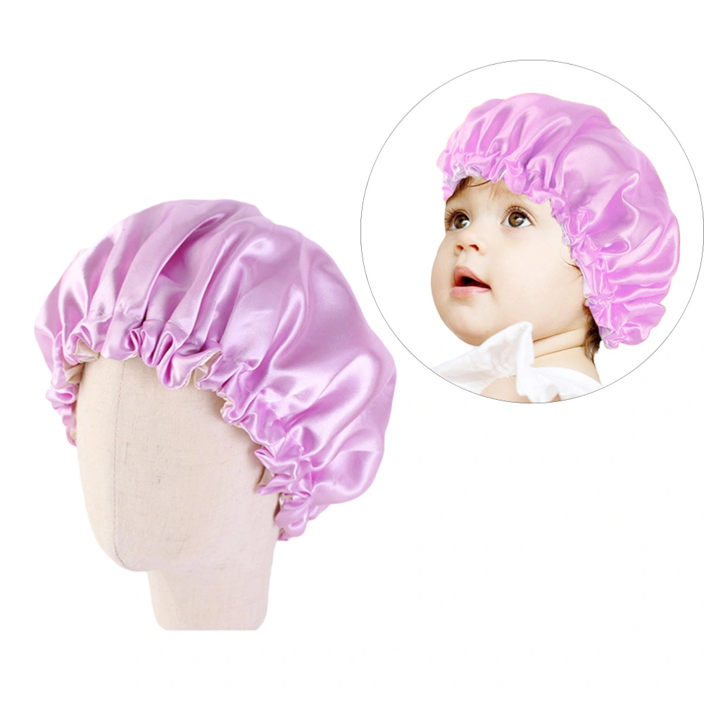 Kids Double Layer Sleeping Elastic Sleeping Hat Adjustable Sleeping Head Cover (Purple)