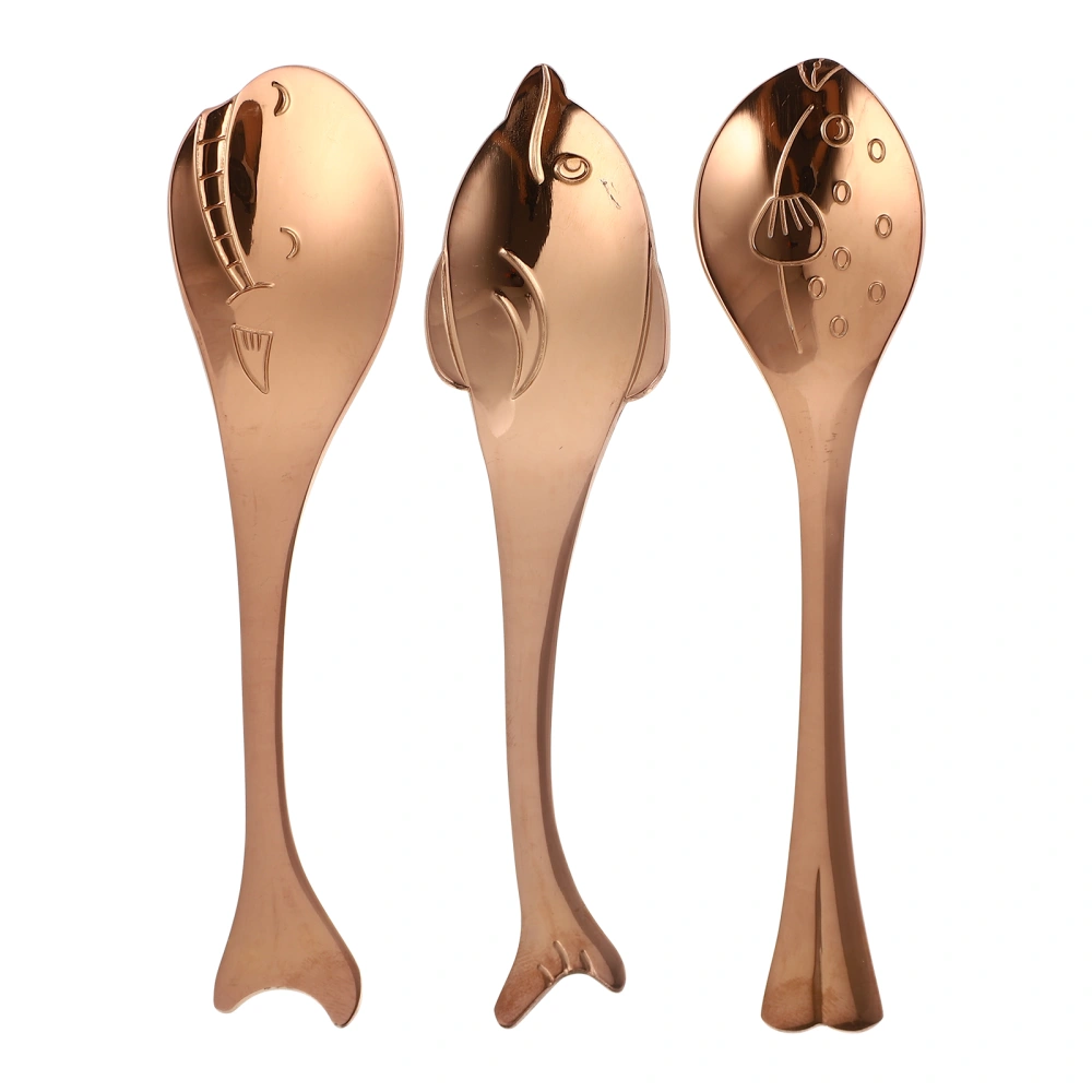 3Pcs Coffee Scoops Dessert Spoons Fruit Spoons Creative Coffee Stirring Spoons (Rose Gold)