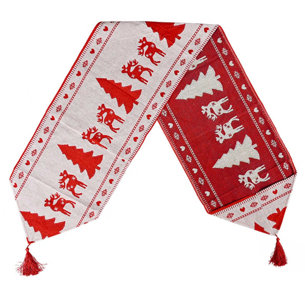 1pc Christmas Elements Electric Embroidery Knitted Table Flag Table Runner