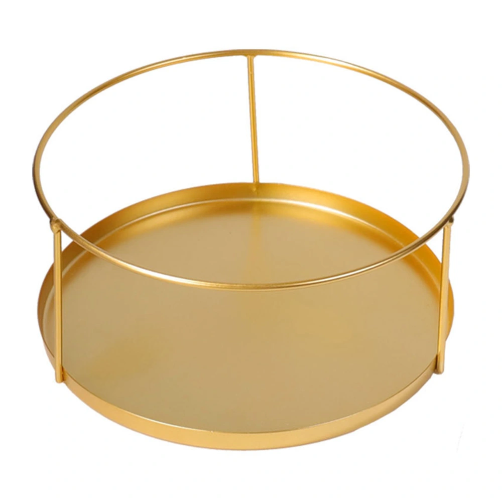 Round Desktop Sundries Storage Tray Stylish Jewelry Finishing Shelf (Golden)