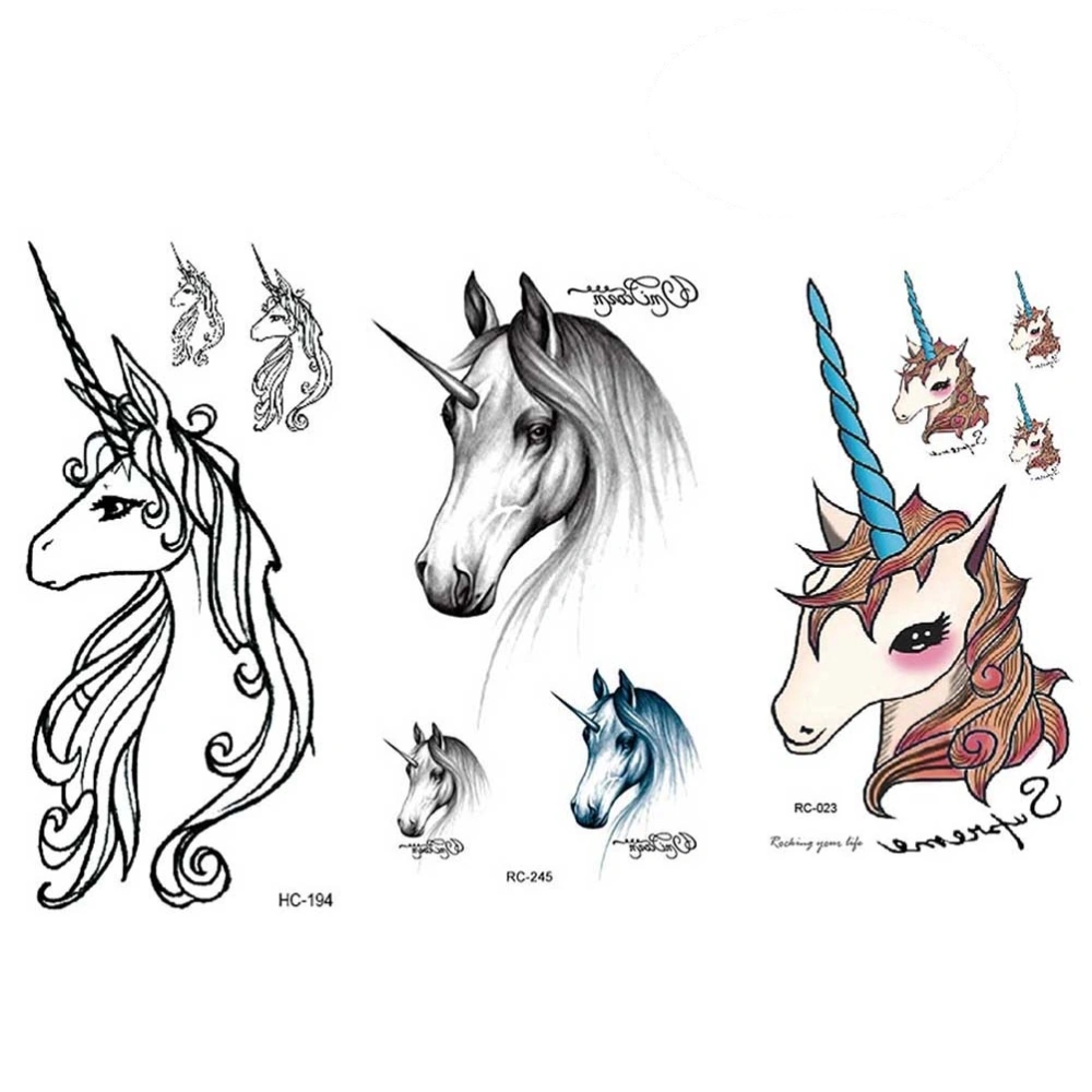 24Pcs Temporary Tattoos Unicorn Waterproof Stickers Party Supplies Party Favors for Boys Girls (Mix Model)