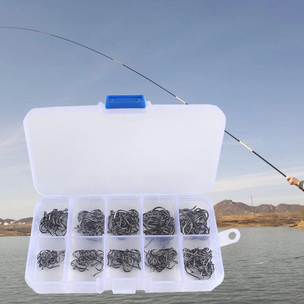 100 PCS Fishing Hooks High Carbon Steel Perforated Fishing Hooks Fly Fishing Hooks Fishing Tackle Set for Salt Water Fresh Water Lakes Rivers Streams (Silver 3-12# Each 20)