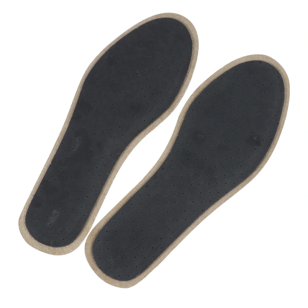 1 Pair of Leather Insoles Breathable Bamboo Charcoal Sweat Absorption Damping Shoe Pads (Size 37-38)