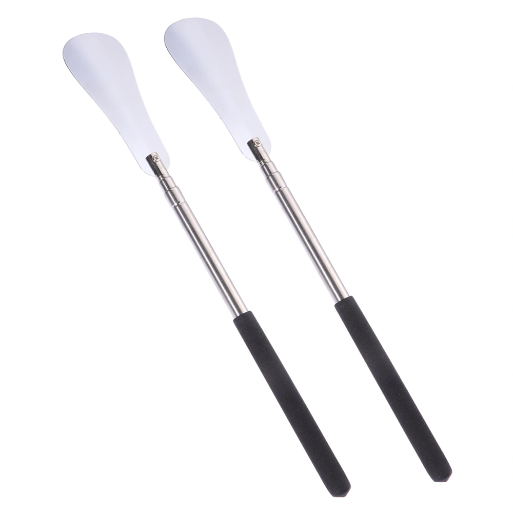 2pcs Retractable Stainless Steel Shoehorn Metal Shoe Horns Extra Long Shoehorn with Adjustable Handle for Boots and Shoes