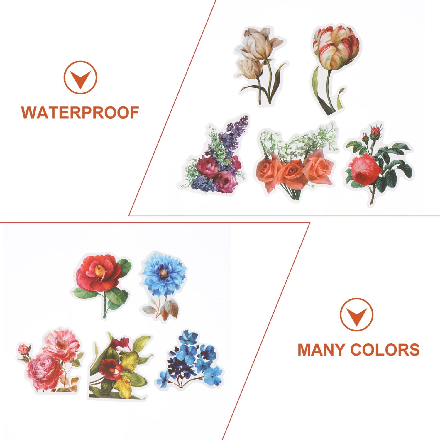 100 Pcs Flower Pattern Stickers Scooter Suitcase Stickers Laptop Stickers