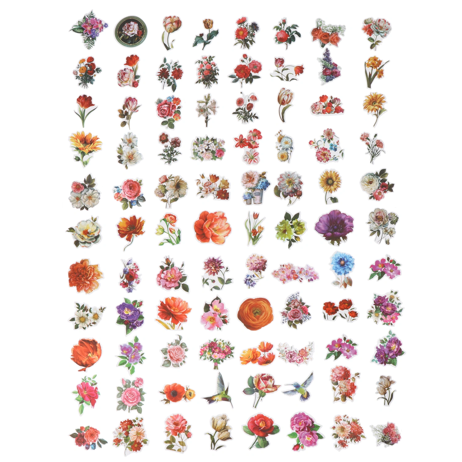 100 Pcs Flower Pattern Stickers Scooter Suitcase Stickers Laptop Stickers