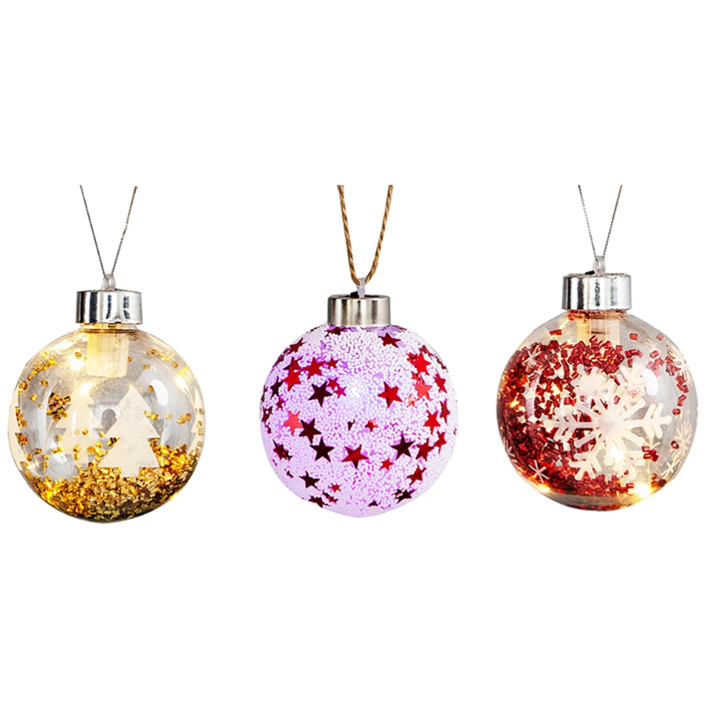 3pcs Christmas Ball with Lights Christmas Tree Ornament Decor Xmas Pendant