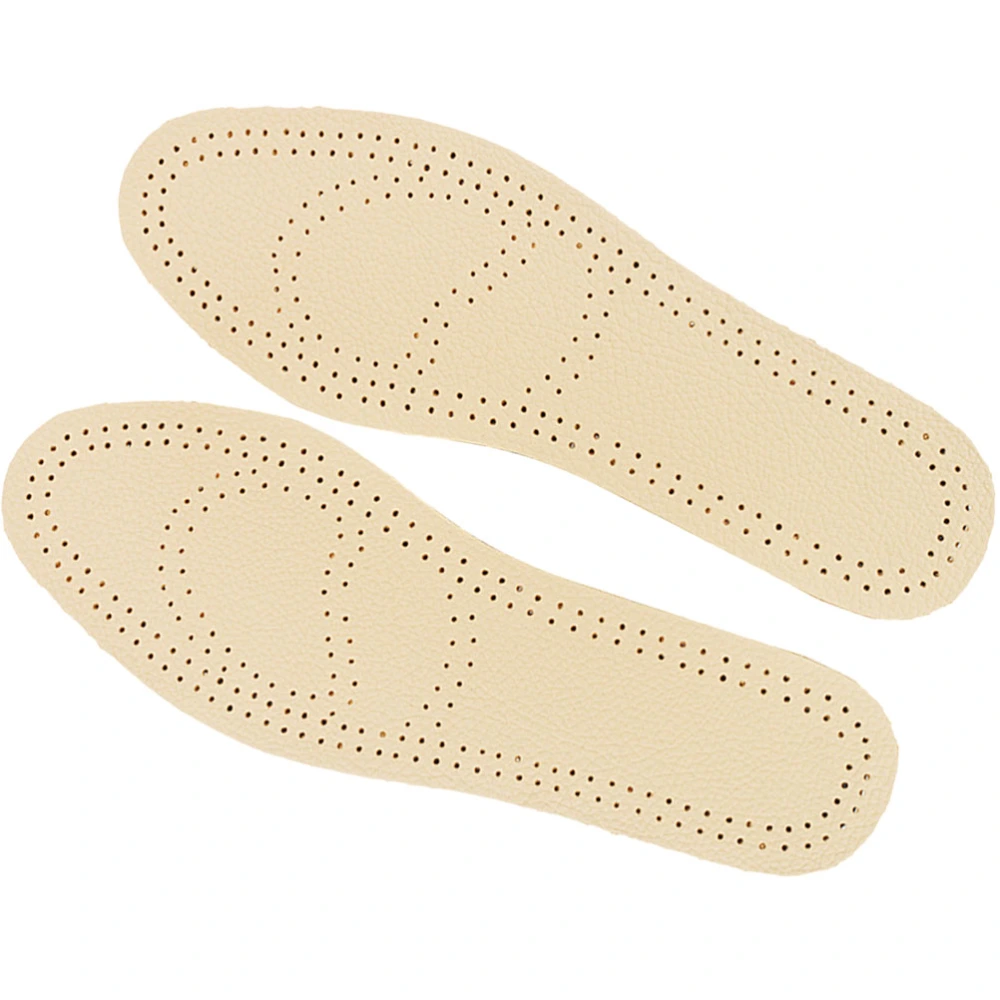 2 Pairs of Cowhide Insoles Deodorization Breathable Sports Leather Shoe Pads - Size 37-38