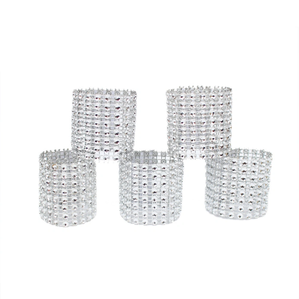 50pcs Fashion Napkin Ring Handmade Serviette Buckle Holder for Wedding Party Dinner Table Decoration (Silver)