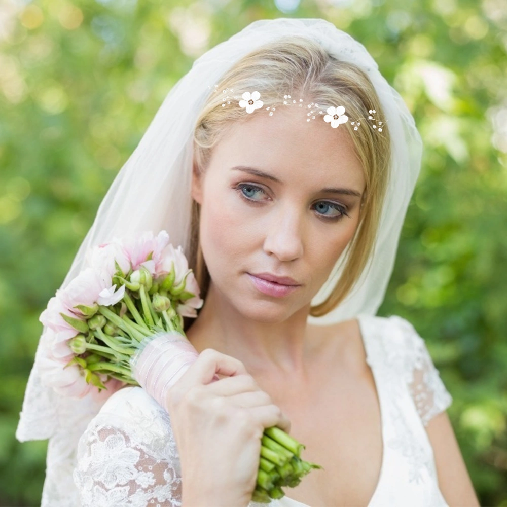 Bridal Headband Elegant Pearls Hairband Wedding Women Rhinestones Hair Jewelry