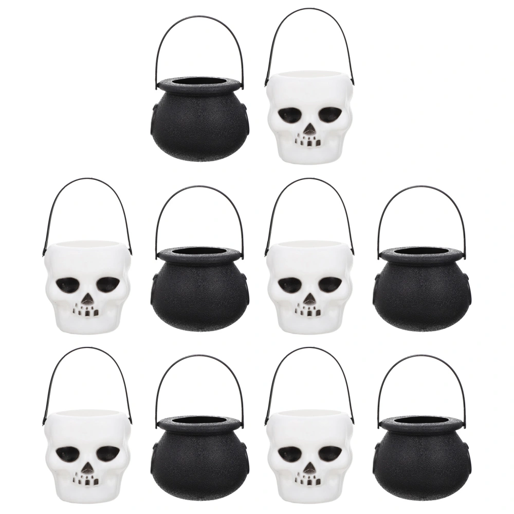 10Pcs Halloween Treat Bucket Witch Candy Jar Skull Design Candy Jar Halloween Gift Bucket