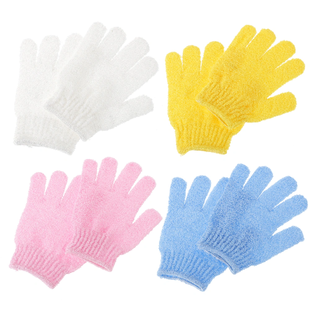 8Pcs Double-sided Scrubbing Bath Gloves Five Fingers Wash Towels Exfoliating Gloves Back Massage Gloves Body Scrubber 2 for each color