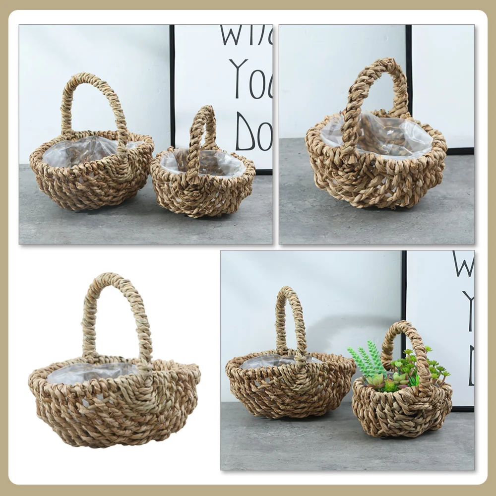 Handheld Flower Basket Wedding Decorative Flower Container Storage Basket