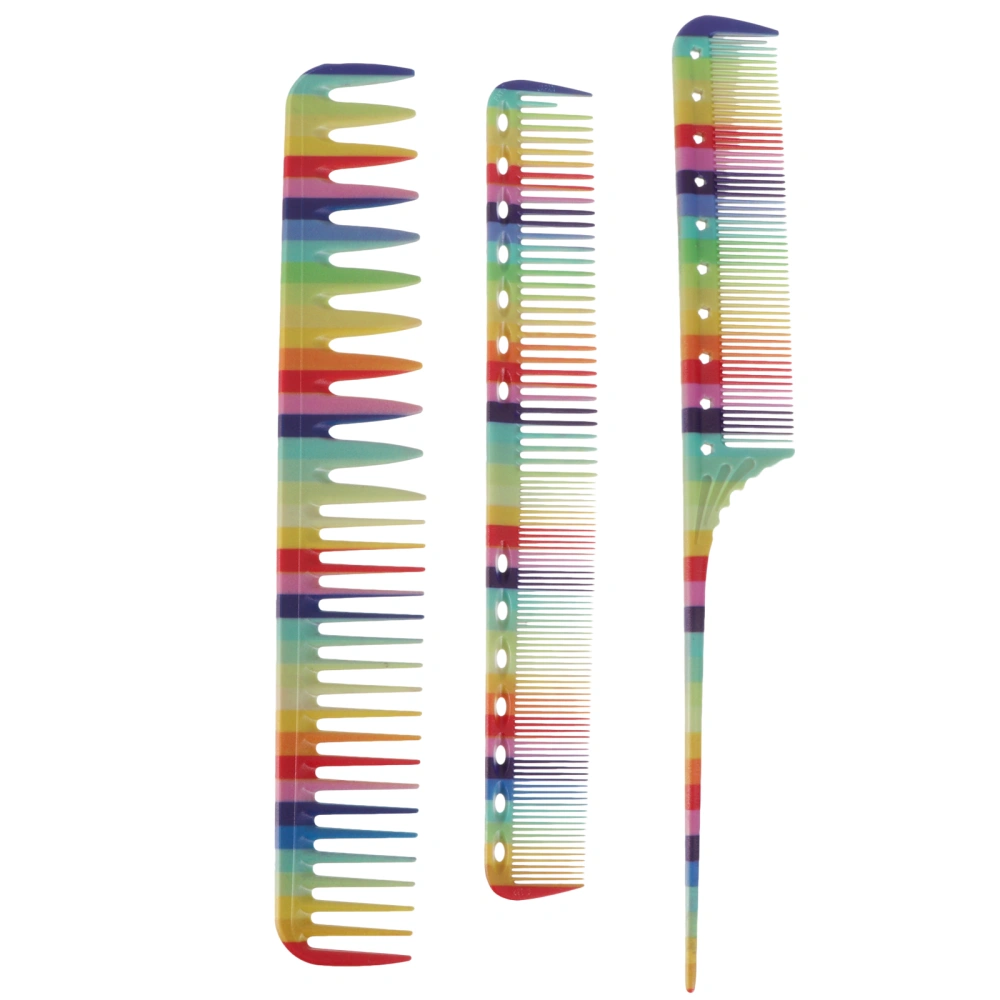 3pcs Colorful Hairstyling Combs Rainbow Modeling Hairdressing Tools Pintail Comb