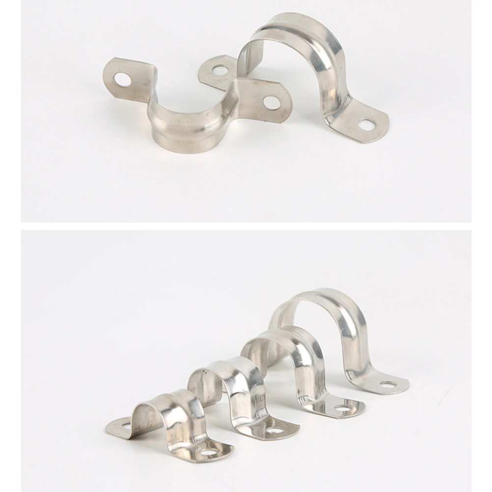 30pcs M20 304 Stainless Steel Pipe Clamp Fixed Pipe Support Riding Horse Clamp Clasp U Shape (Silver)