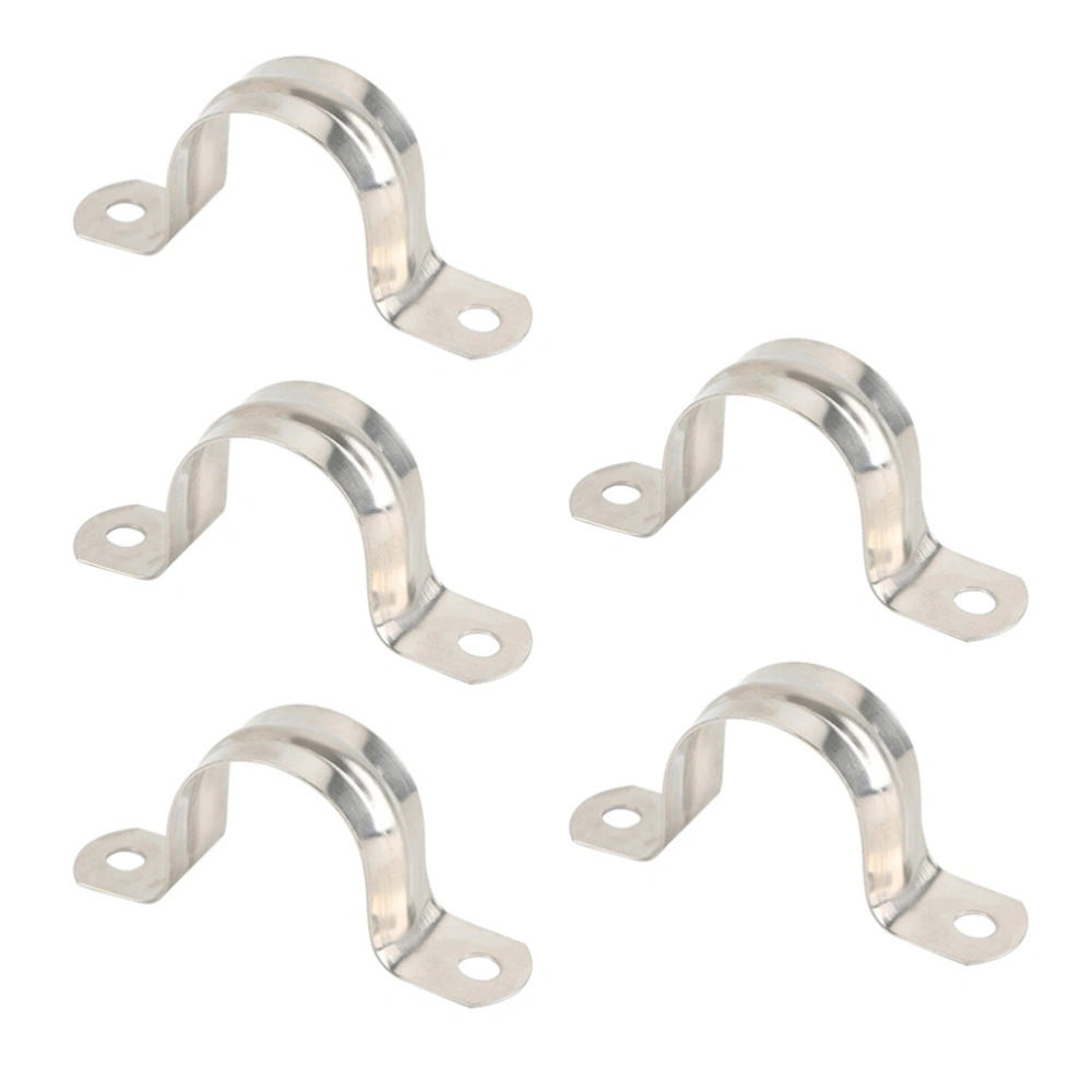 30pcs M20 304 Stainless Steel Pipe Clamp Fixed Pipe Support Riding Horse Clamp Clasp U Shape (Silver)