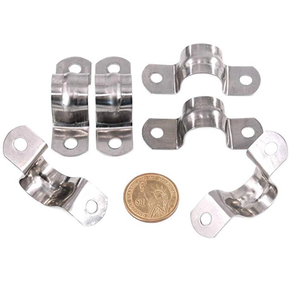 30pcs M20 304 Stainless Steel Pipe Clamp Fixed Pipe Support Riding Horse Clamp Clasp U Shape (Silver)