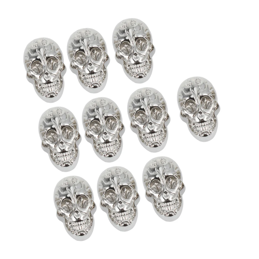 10PCS DIY Ghost Head Studs Punk Skull Stud DIY Rivet Accessories Shoes Bag Belt Garment Decoration Accessories Punk Studs Craft (Silver)